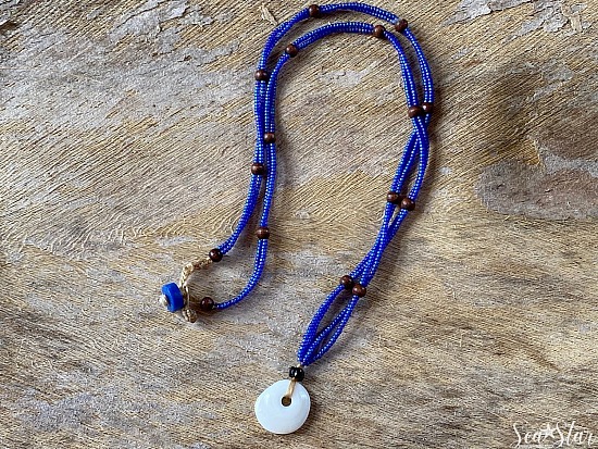 "Royal Blue" Japanese Seed Bead Necklace (#0570)
