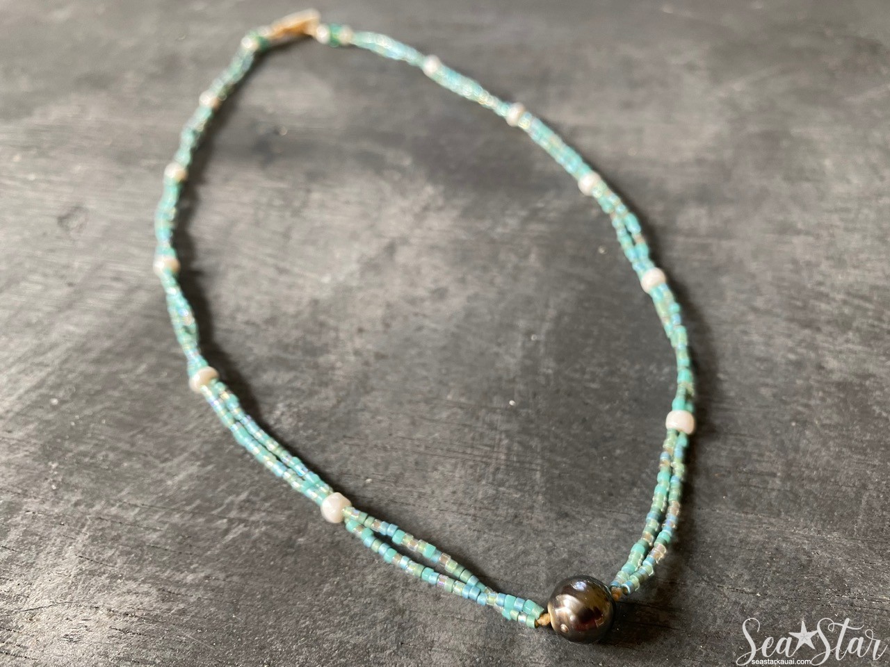 Tahitian Pearl & Seed Bead Necklace (#0414) | IMG_0593.jpg