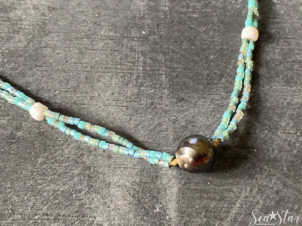 Tahitian Pearl & Seed Bead Necklace (#0414) | IMG_0595.jpg