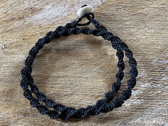 Double-wrapWoven Bracelet with Puka Shell Clasp  (#0720)